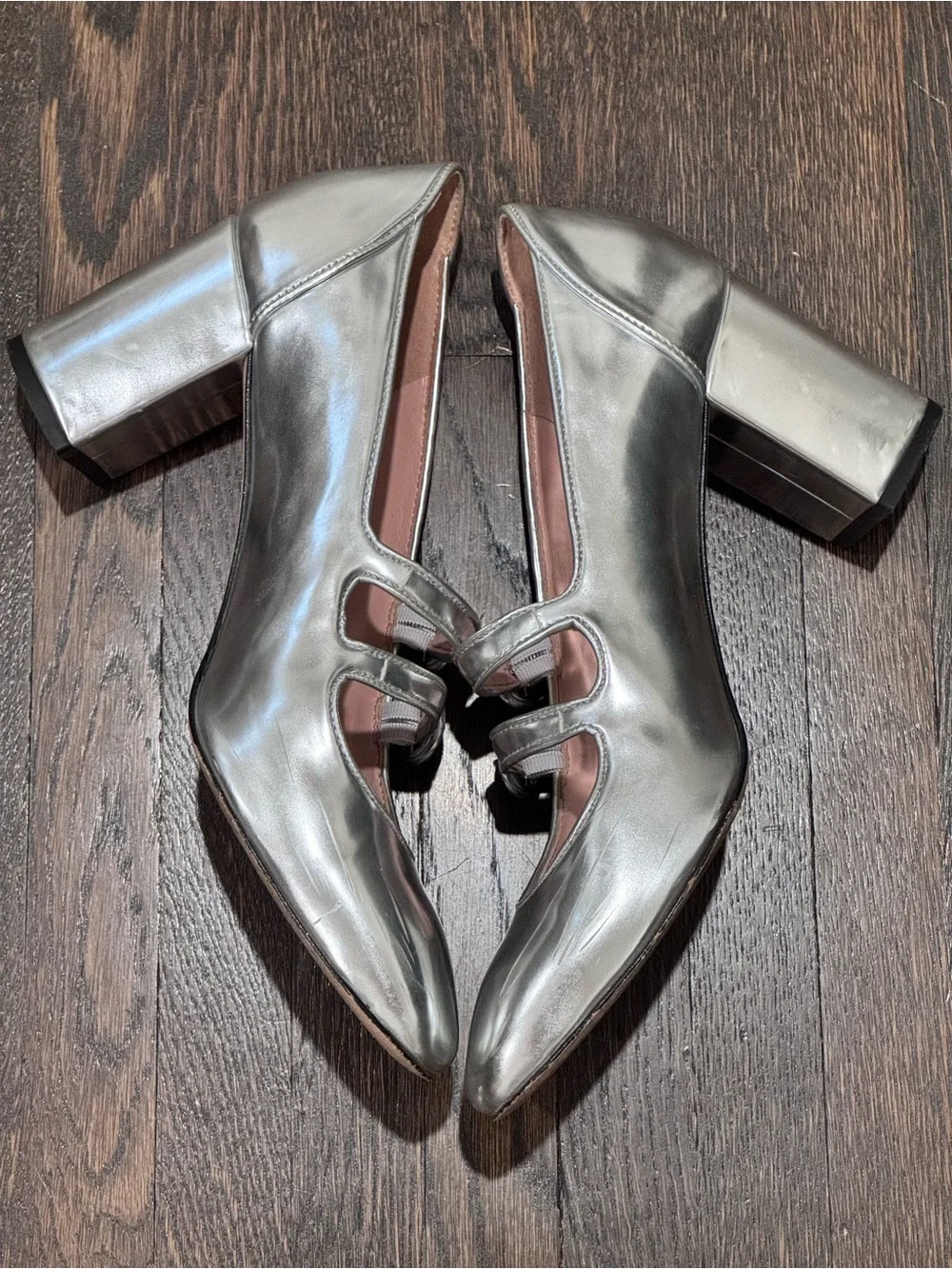 JCrew Metallic Mary Jane Double Strap Maisie Pump size 9
